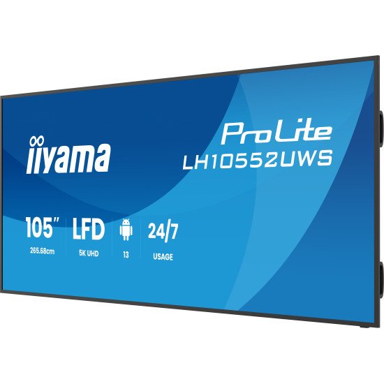iiyama LH10552UWS-B1AG Écran d'affichage dynamique En forme de kiosk 2,66 m (104.6") Wifi 500 cd/m² UltraWide 5K HD Intégré dans le processeur Android 24/7