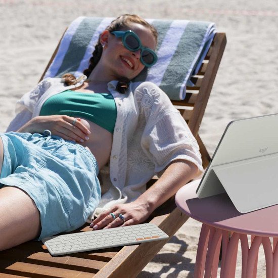 Logitech Flip Folio AZERTY Français Bluetooth Gris clair