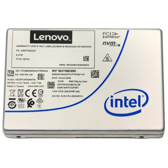 Lenovo 4XB7A17130 disque SSD 2.5" 3200 Go PCI Express 4.0 TLC 3D NAND NVMe