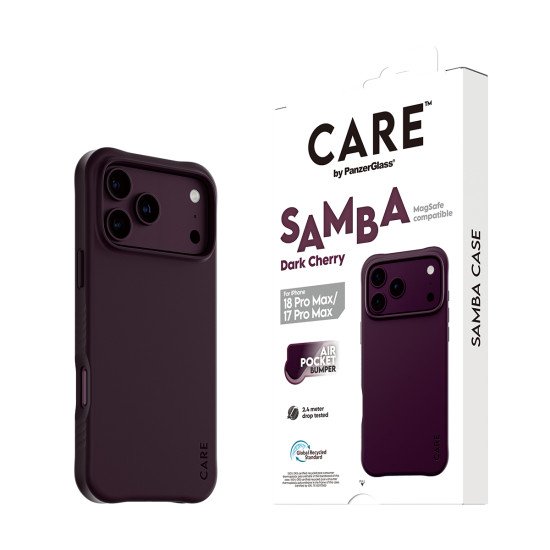 PanzerGlass CARE™ by ® Samba Case Dark Cherry w. MagSafe iPhone 2026 Pro Max | 17 Pro Max coque de protection pour téléphones portables Housse Transparent