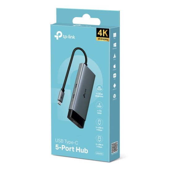 TP-Link UH5020C hub & concentrateur USB Type-C 5000 Mbit/s Gris TP-Link UH5020C hub & concentrateur USB Type-C 5000 Mbit/s Gris