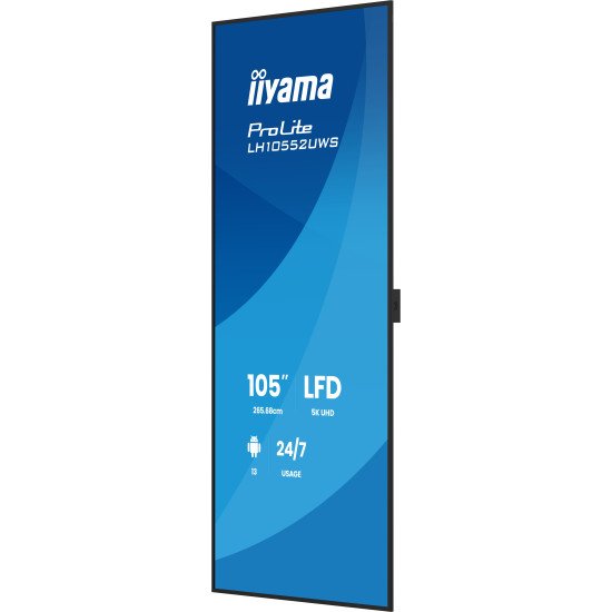 iiyama LH10552UWS-B1AG Écran d'affichage dynamique En forme de kiosk 2,66 m (104.6") Wifi 500 cd/m² UltraWide 5K HD Intégré dans le processeur Android 24/7