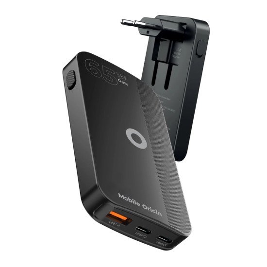 Mobile Origin GAN-65W-SLM-BLK chargeur d'appareils mobiles Universel Noir USB Charge rapide Intérieure