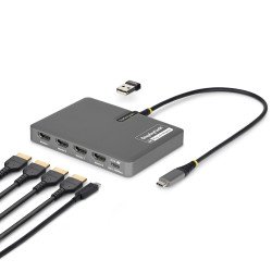 StarTech.com QUAD-USB-HDMI-ADAPT station d'accueil Avec fil USB 3.2 Gen 1 (3.1 Gen 1) Type-C Gris