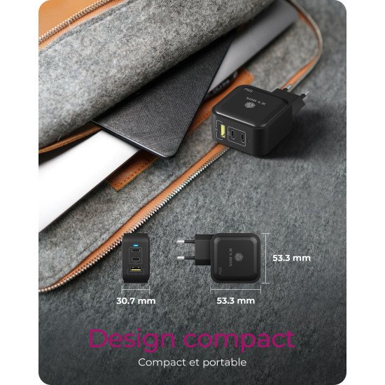 ICY BOX IB-PS1030-PD Universel Noir Secteur Charge rapide Intérieure