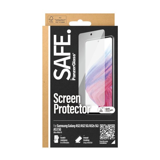 PanzerGlass SAFE. by ® Screen Protector Samsung Galaxy A52 | A52 5G | A52s 5G | A53 5G | Ultra-Wide Fit Protection d'écran transparent 1 pièce(s)