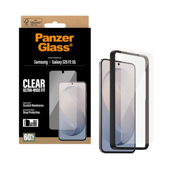 PanzerGlass ® Screen Protector Samsung Galaxy S26 FE 5G | Ultra-Wide Fit w. EasyAligner Protection d'écran transparent 1 pièce(s)