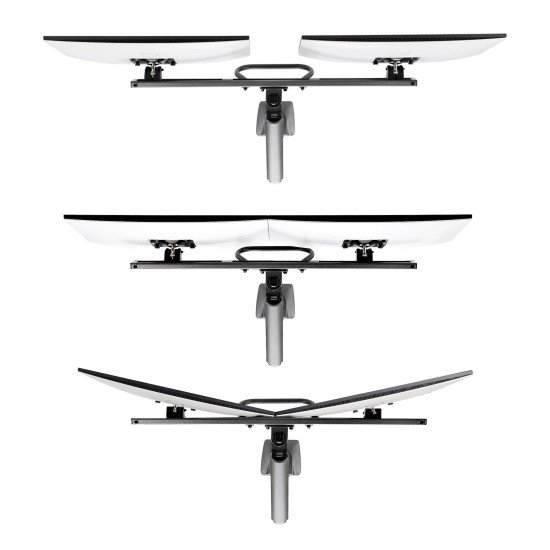 StarTech.com Bras pour Double Moniteur avec Barre Transversale, Écrans Jusqu'à 27", VESA 75x75/100x100, Max 15kg, Pince en C, Entièrement Articulé, Ressort Mécanique, TAA