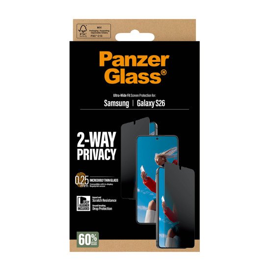 PanzerGlass ® 2-Way Privacy Screen Protector Samsung Galaxy S26 | Ultra-Wide Fit w. EasyAligner Protection d'écran transparent 1 pièce(s)