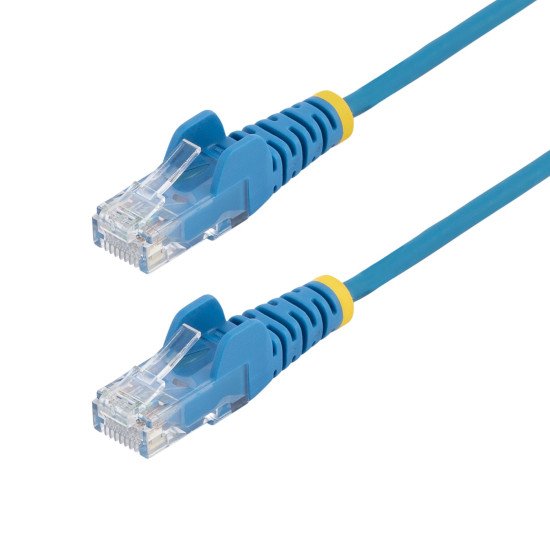 StarTech.com Câble Ethernet CAT6 Bleu Fin de 15m, Sans Accroc, 100W PoE, UTP, LSZH, Fil de Cuivre Pur 28AWG, Cordon Patch Réseau RJ45 avec Serre-Câble, Contrôlé Fluke