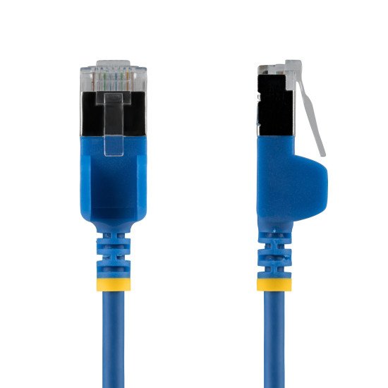StarTech.com Câble Ethernet CAT6a Ultrafin Bleu de 15cm, Sans Accroc, FTP, Fil de Cuivre Nu Pur, Cordon Patch Réseau RJ45 fin 34AWG, Testé par Fluke Channel