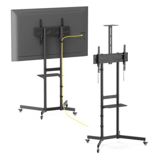 Manhattan Support trolley pour téléviseurs et moniteurs de 37 à 70 pouces, VESA 200x200 à 600x400 mm, charge max. 70 kg, noir, vérifiez les quatre trous de montage au dos de l'écran, garantie à vie