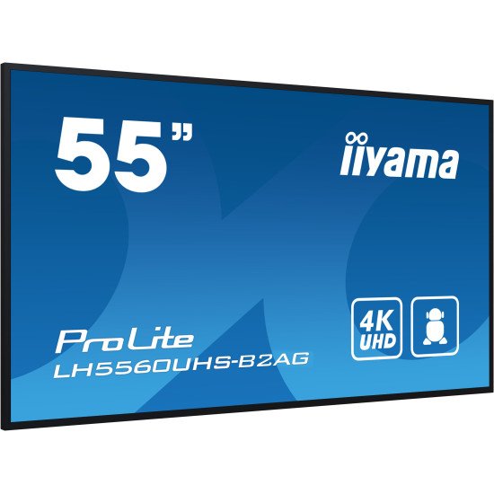 iiyama LH5560UHS-B2AG Écran d'affichage dynamique Carte A numérique 139,7 cm (55") LED Wifi 500 cd/m² 4K Ultra HD Noir Intégré dans le processeur Android 11 24/7 iiyama LH5560UHS-B2AG Écran d'affichage dynamique Carte A numérique 139,7 cm (55") LED Wifi 500 cd/m² 4K Ultra HD Noir Intégré dans le processeur Android 11 24/7