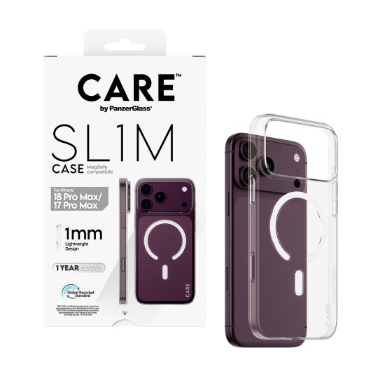 PanzerGlass CARE™ by ® SL1M Case Transparent w. MagSafe iPhone 2026 Pro Max | 17 Pro Max coque de protection pour téléphones portables Housse