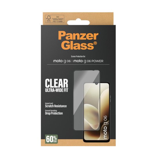 PanzerGlass ® Screen Protector Motorola moto g06 | moto g06 POWER | Ultra-Wide Fit Protection d'écran transparent 1 pièce(s)