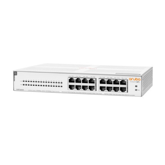 HPE Aruba Instant On 1430 16G Class4 PoE 124W Non-géré L2 Gigabit Ethernet (10/100/1000) Connexion Ethernet, supportant l'alimentation via ce port (PoE) 1U Blanc