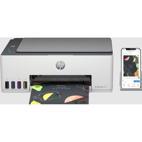 HP Smart Tank Imprimante Tout-en-un 5105, Couleur, Imprimante pour Maison et Bureau à domicile, Impression, copie, numérisation, Sans fil; Réservoir d'imprimante haute capacité; Impression depuis un téléphone ou une tablette; Numérisation vers PDF