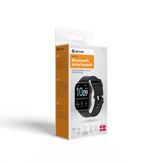 Denver Smartwatch Schwarz 5,41 cm (2.13") AMOLED Numérique Écran tactile Noir GPS (satellite)
