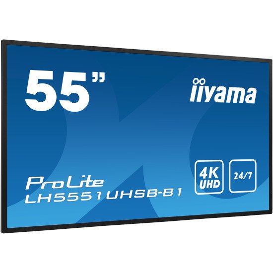 iiyama LH5551UHSB-B1 affichage de messages Écran plat interactif 137,2 cm (54") IPS 800 cd/m² 4K Ultra HD Noir 24/7