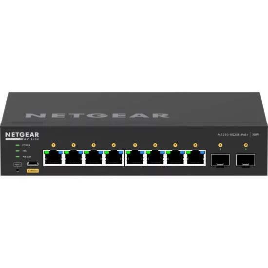 NETGEAR GSM4210PX-100EUS commutateur réseau Géré L2/L3 Gigabit Ethernet (10/100/1000) Connexion Ethernet, supportant l'alimentation via ce port (PoE) Noir NETGEAR GSM4210PX-100EUS commutateur réseau Géré L2/L3 Gigabit Ethernet (10/100/1000) Connexion Ethernet, supportant l'alimentation via ce port (PoE) Noir