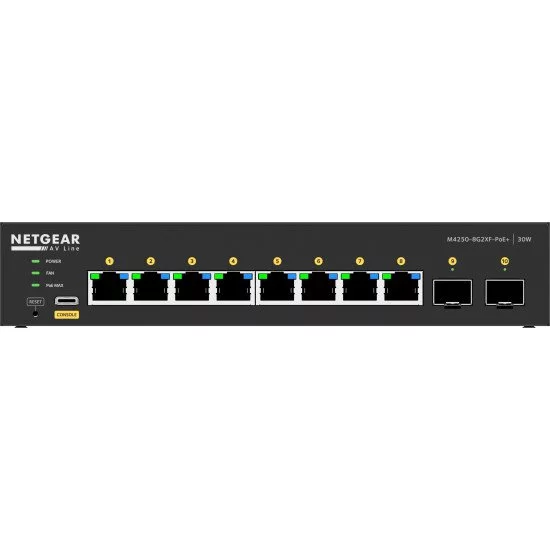 NETGEAR GSM4210PX-100EUS commutateur réseau Géré L2/L3 Gigabit Ethernet (10/100/1000) Connexion Ethernet, supportant l'alimentation via ce port (PoE) Noir NETGEAR GSM4210PX-100EUS commutateur réseau Géré L2/L3 Gigabit Ethernet (10/100/1000) Connexion Ethernet, supportant l'alimentation via ce port (PoE) Noir