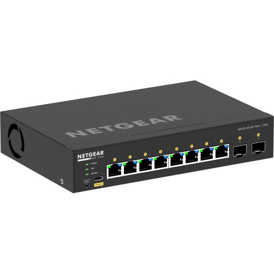 NETGEAR GSM4210PX-100EUS commutateur réseau Géré L2/L3 Gigabit Ethernet (10/100/1000) Connexion Ethernet, supportant l'alimentation via ce port (PoE) Noir