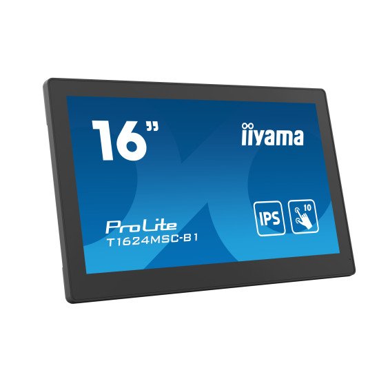 iiyama T1624MSC-B1 affichage de messages Écran plat interactif 15.6" IPS 450 cd/m² Full HD Noir Écran tactile 24/7