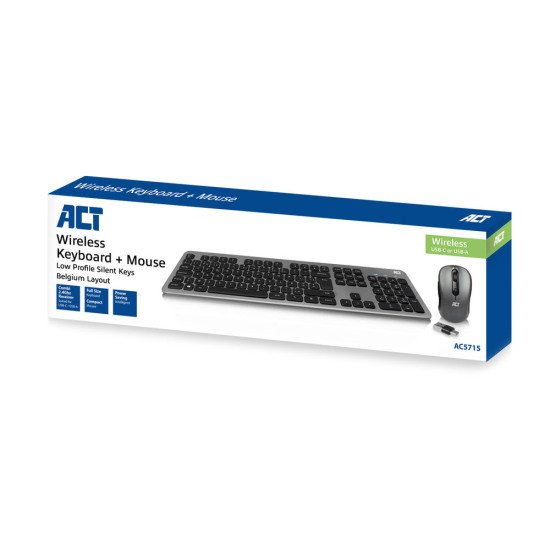 ACT AC5715 clavier RF sans fil AZERTY Belge Noir