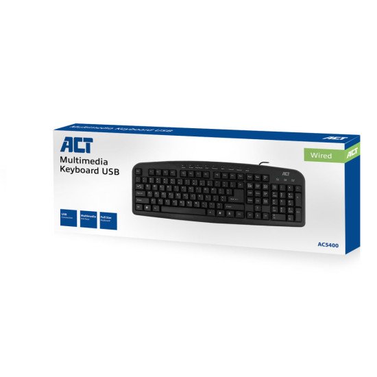 ACT AC5400 clavier USB QWERTY Anglais américain Noir