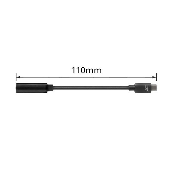 ACT AC7380 câble audio 0,11 m 3,5mm USB Type-C Noir