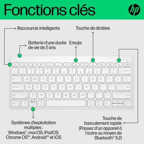 HP Clavier Bluetooth multi-périphériques compact 350 HP Clavier Bluetooth multi-périphériques compact 350