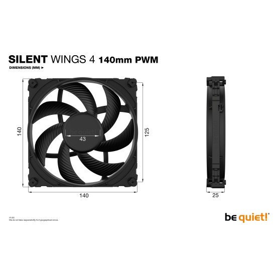 be quiet! SILENT WINGS 4 | 140mm PWM Boitier PC Ventilateur 14 cm Noir 1 pièce(s)