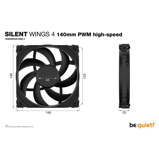 be quiet! SILENT WINGS 4 | 140mm PWM Boitier PC Ventilateur 14 cm Noir 1 pièce(s)