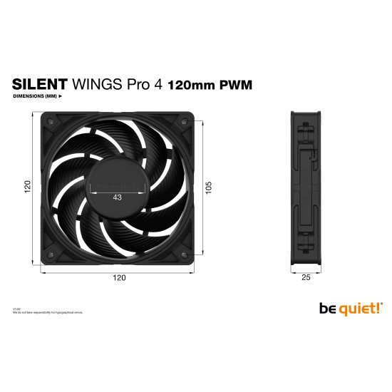 be quiet! SILENT WINGS PRO 4 | 120mm PWM Boitier PC Ventilateur 12 cm Noir 1 pièce(s)