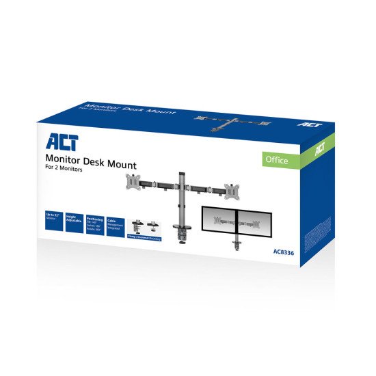 ACT AC8336 support d'écran plat pour bureau 81,3 cm (32") Pince/boulon Argent