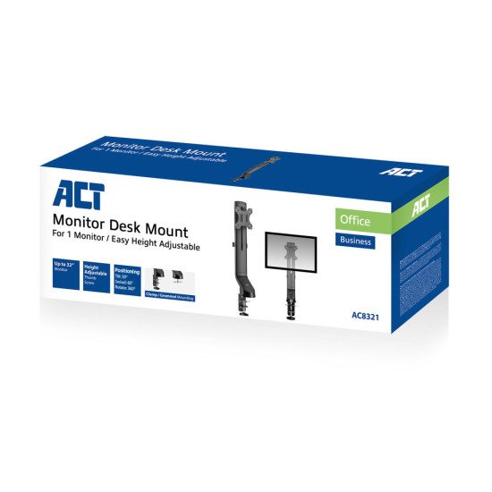 ACT AC8321 support d'écran plat pour bureau 81,3 cm (32") Pince/boulon Noir