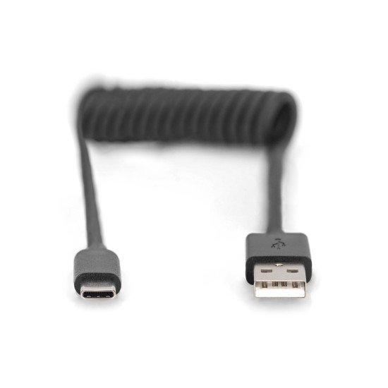 Digitus Câble spiralé USB 2.0 – USB A vers USB-C