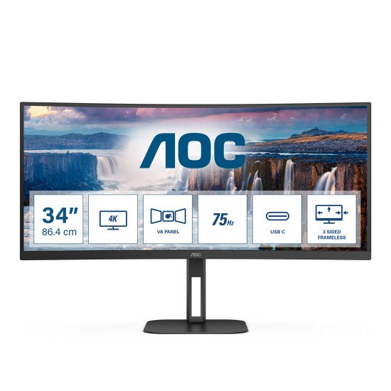 AOC V5 CU34V5C 86,4 cm (34") 3440 x 1440 pixels Wide Quad HD LED Noir