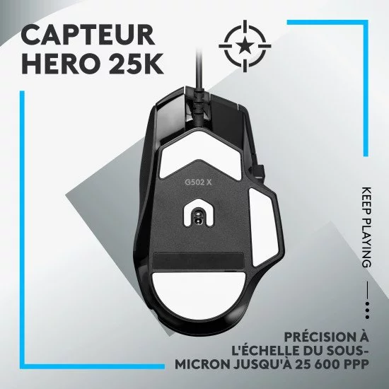 Logitech G G502 X souris Droitier USB Type-A Optique 25600 DPI Logitech G G502 X souris Droitier USB Type-A Optique 25600 DPI