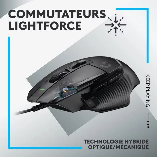 Logitech G G502 X souris Droitier USB Type-A Optique 25600 DPI Logitech G G502 X souris Droitier USB Type-A Optique 25600 DPI