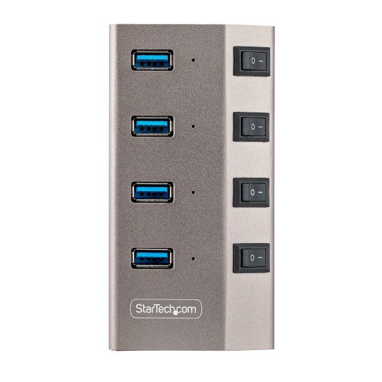 StarTech.com Hub USB-C avec Auto-Alimenté à 4 Ports - Hub USB Type C vers USB-A pour PC de Bureau/Portable - Hub USB 3.0 5Gbps avec Alimentation 4 Ports - Splitter USB 3.0 avec BC 1.2