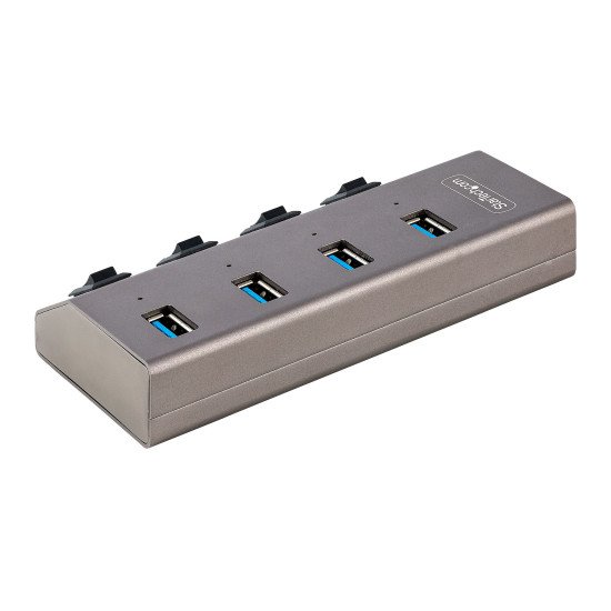 StarTech.com Hub USB-C avec Auto-Alimenté à 4 Ports - Hub USB Type C vers USB-A pour PC de Bureau/Portable - Hub USB 3.0 5Gbps avec Alimentation 4 Ports - Splitter USB 3.0 avec BC 1.2