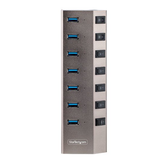 StarTech.com Hub USB-C avec Auto-Alimenté à 7 Ports - Hub USB Type C vers USB-A pour PC de Bureau/Portable - Hub USB 3.0 5Gbps avec Alimentation 7 Ports - Splitter USB 3.0 avec BC 1.2