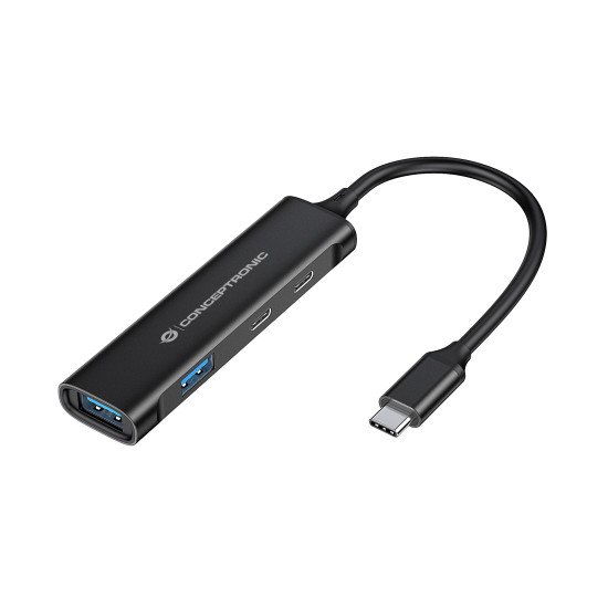 Conceptronic HUBBIES12B hub & concentrateur USB 3.2 Gen 1 (3.1 Gen 1) Type-C 5000 Mbit/s Noir