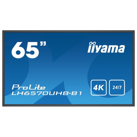 iiyama LH6570UHB-B1 affichage de messages Panneau plat de signalisation numérique 163,8 cm (64.5") VA 700 cd/m² 4K Ultra HD Noir Intégré dans le processeur Android 9.0 24/7