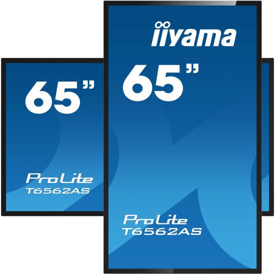 iiyama T6562AS-B1 affichage de messages Écran plat interactif 163,8 cm (64.5") IPS 500 cd/m² 4K Ultra HD Noir Écran tactile Intégré dans le processeur Android 8.0 24/7