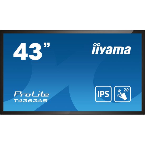 iiyama T4362AS-B1 affichage de messages Écran plat interactif 108 cm (42.5") IPS 500 cd/m² 4K Ultra HD Noir Écran tactile Intégré dans le processeur Android 8.0 24/7