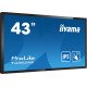 iiyama T4362AS-B1 affichage de messages Écran plat interactif 108 cm (42.5") IPS 500 cd/m² 4K Ultra HD Noir Écran tactile Intégré dans le processeur Android 8.0 24/7