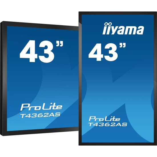 iiyama T4362AS-B1 affichage de messages Écran plat interactif 108 cm (42.5") IPS 500 cd/m² 4K Ultra HD Noir Écran tactile Intégré dans le processeur Android 8.0 24/7