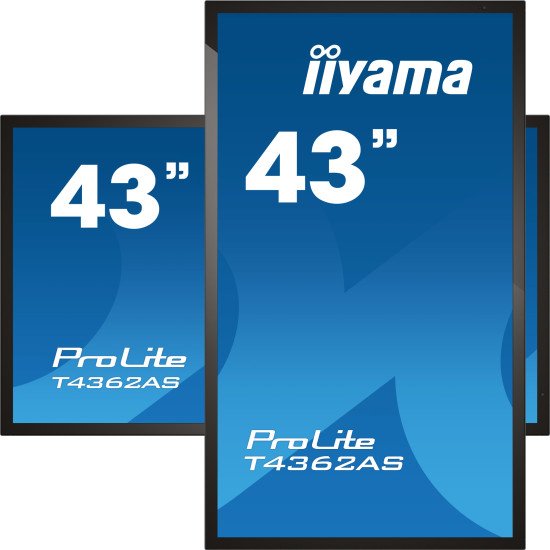 iiyama T4362AS-B1 affichage de messages Écran plat interactif 108 cm (42.5") IPS 500 cd/m² 4K Ultra HD Noir Écran tactile Intégré dans le processeur Android 8.0 24/7